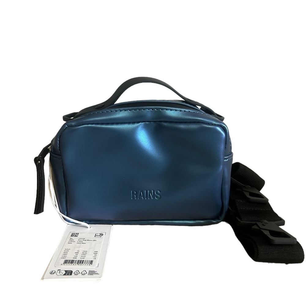 Rains Micro Box Bag Blue Crossbody NEW